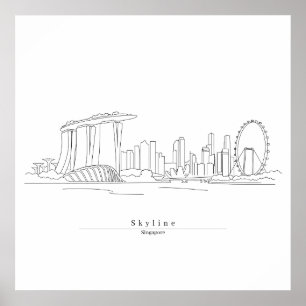 Singapore Skyline Minimalist Line Art Cityscape Poster