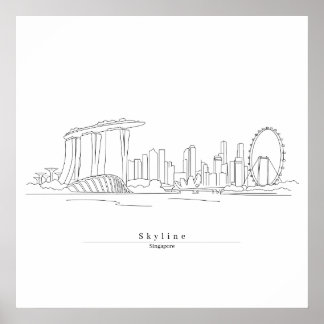 Singapore Skyline Minimalist Line Art | Cityscape Poster