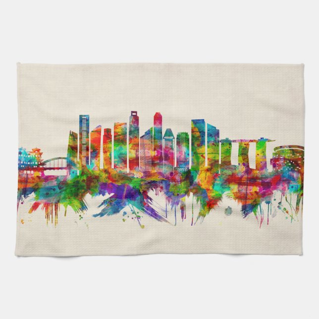 Singapore Skyline Tea Towel (Horizontal)