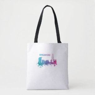 Singapore Skyline Watercolor Asia Asian Souvenir Tote Bag