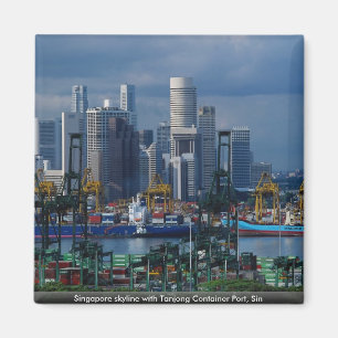 Singapore skyline with Tanjong Container Port, Sin Magnet