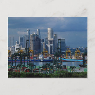 Singapore skyline with Tanjong Container Port, Sin Postcard