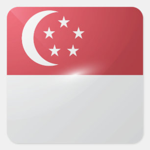 Singapore square glossy flag sticker
