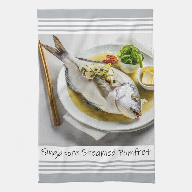 Singapore Steamed Pomfret Kitchen Towel (Vertical)
