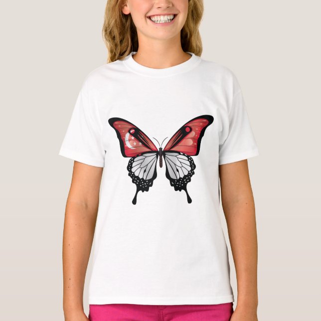 Singapore Swallowtail Butterfly Flag T-Shirt (Front)