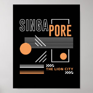 Singapore The Lion City Modern Geometric Design Poster