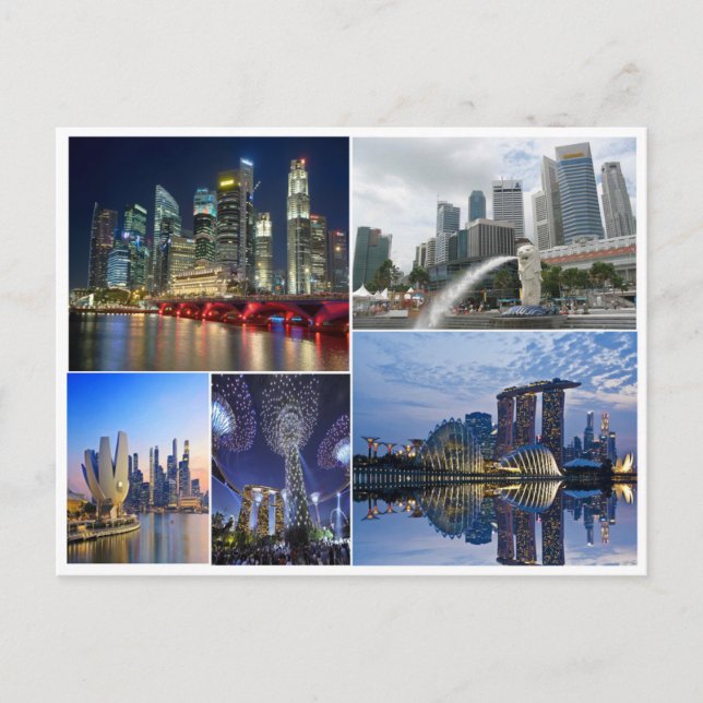 Singapore travel garden by the bay collage postcard (Front)