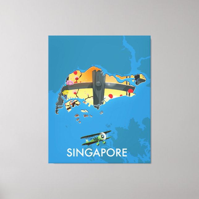 Singapore travel map canvas print (Front)