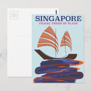 Singapore "Travel there by plane" Postcard
