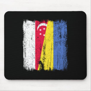 Singapore Ukraine Half Flag Singaporean Ukrainian  Mouse Mat