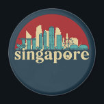 Singapore Vintage City Skyline Cityscape Art Magnet<br><div class="desc">Vintage and retro city design with beautiful skyline, tourist attraction and cityscape art. Cool skyscraper and building silhouette illustration merchandise for tourist and traveler. Perfect as souvenir to bring back home when travelling all around the world. Save the memory of your travel and vacation with family and friends. Background color...</div>