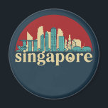 Singapore Vintage City Skyline Cityscape Art Magnet<br><div class="desc">Vintage and retro city design with beautiful skyline, tourist attraction and cityscape art. Cool skyscraper and building silhouette illustration merchandise for tourist and traveler. Perfect as souvenir to bring back home when travelling all around the world. Save the memory of your travel and vacation with family and friends. Background color...</div>