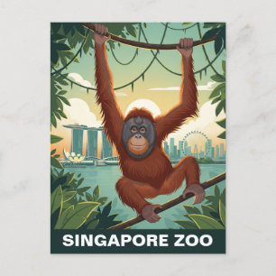 Singapore Zoo Travel Postcard