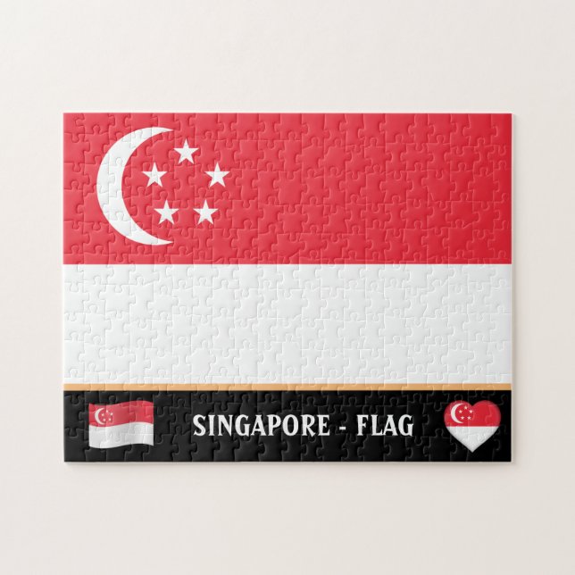 Singaporean Flag & Singapore country / Singapore Jigsaw Puzzle (Horizontal)