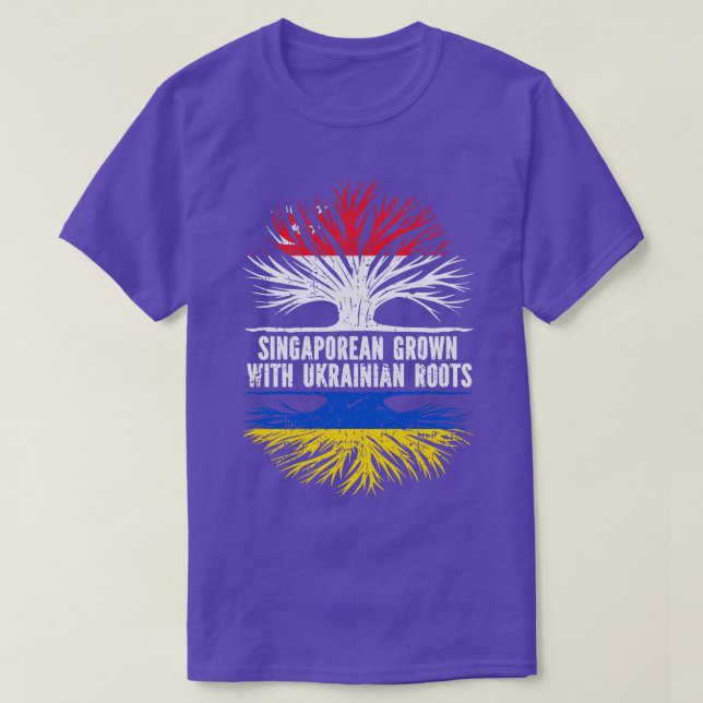 Singaporean Grown with Ukrainian Roots Flag T-Shirt (Design Front)