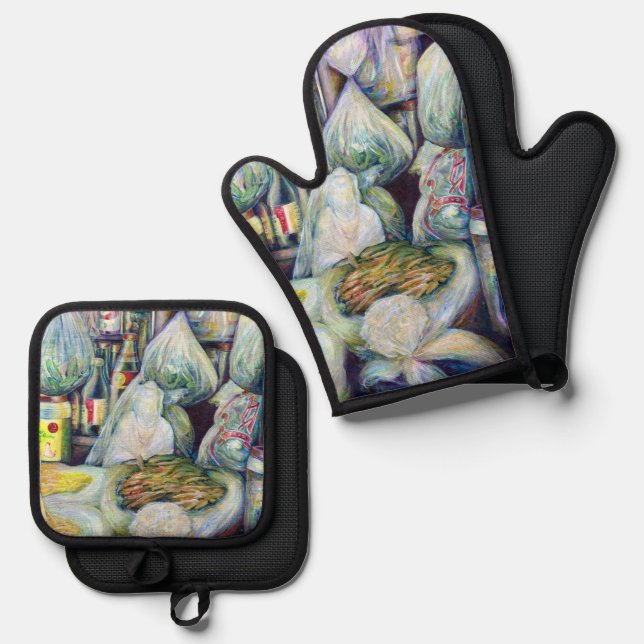Singapore's Sundried Flavours Oven Mitt & Pot Holder Set (Front/Back)