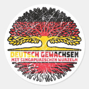 Singapur Singapurisch Deutsch Deutschland Baum Classic Round Sticker