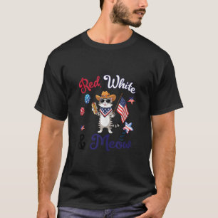 Singapura Cat With America Flag And Hot Dog Red Wh T-Shirt