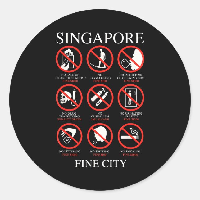 Singare Fine City Funny Rules  Classic Round Sticker (Front)