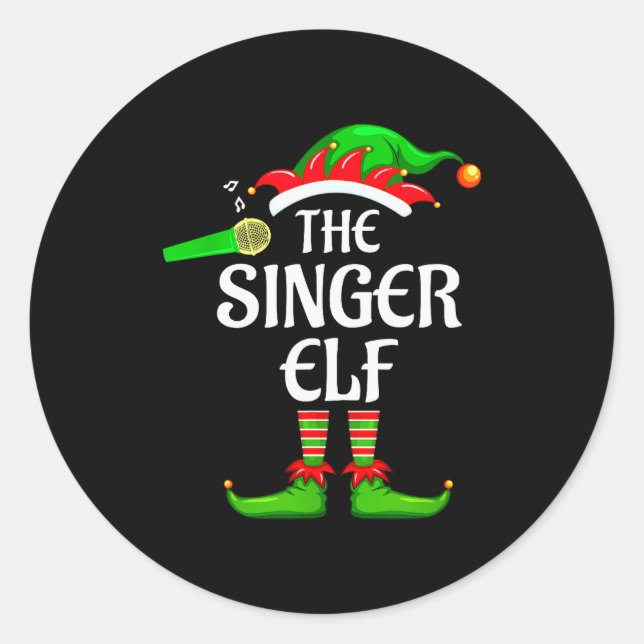 Singer Elf Matching Family Group Christmas Party P Classic Round Sticker (Front)