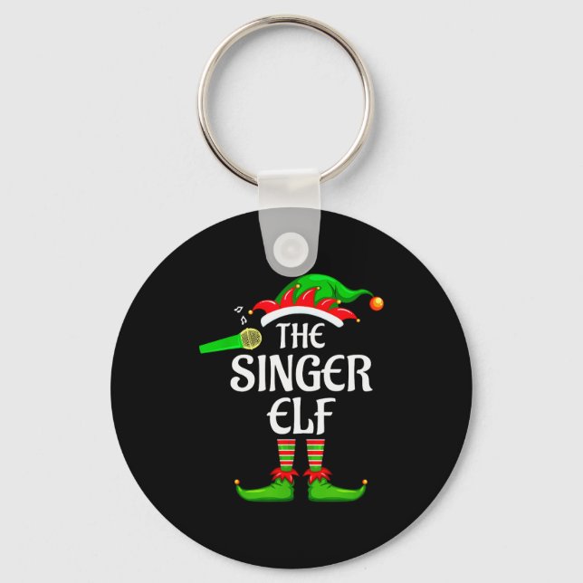 Singer Elf Matching Family Group Christmas Party P Key Ring (Front)