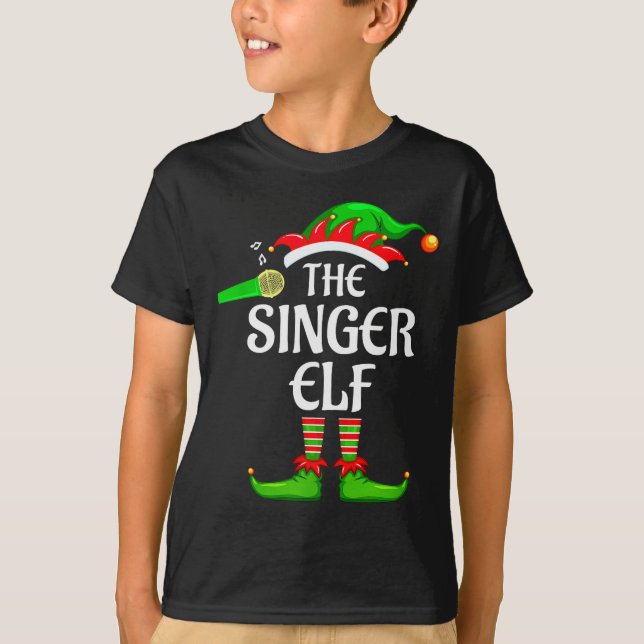 Singer Elf Matching Family Group Christmas Party P T-Shirt (Front)