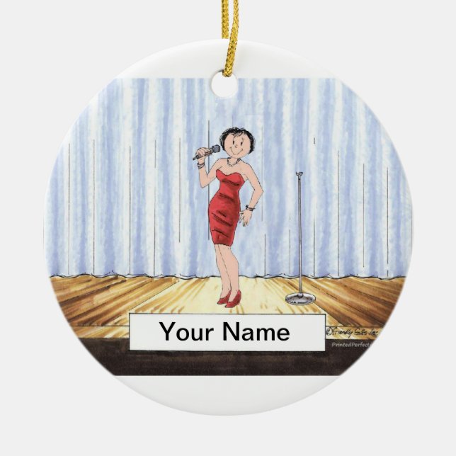 Singer - Female Ceramic Tree Decoration (Front)