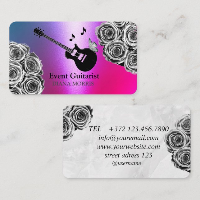 Singer Guitarist Musician For Event Business Card (Front/Back)