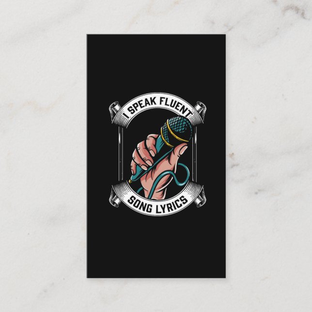 Singer Microphone Fluent Song Lyrics Karaoke Lover Business Card (Front)