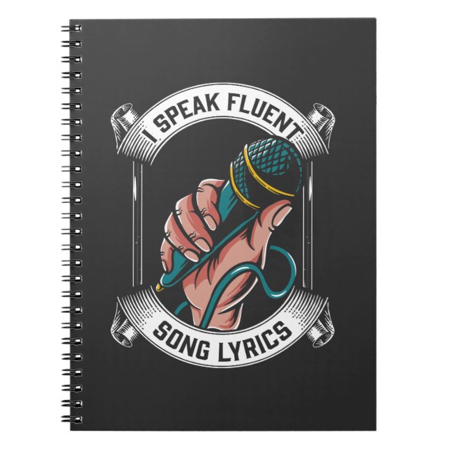 Singer Microphone Fluent Song Lyrics Karaoke Lover Notebook (Front)