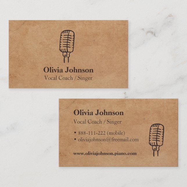 Singer Microphone Texture Effect Business Cards (Front/Back)