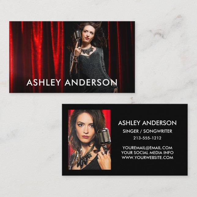 Singer Musician 2 Photo Promo Business Card (Front/Back)