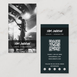 Singer Musician Photo Black & White Grunge Music Business Card