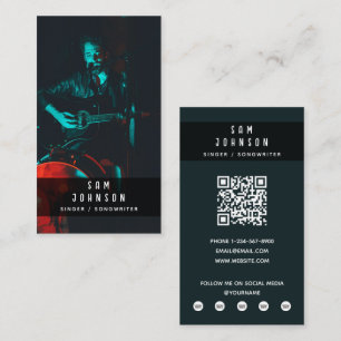 Singer Musician Photo Black & White Modern Music Business Card