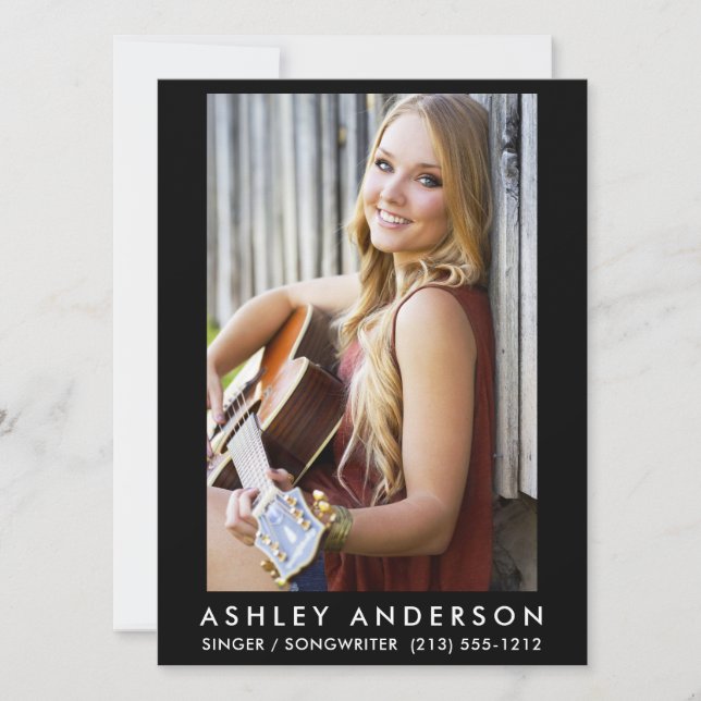 Singer Musician Photo Card Black (Front)