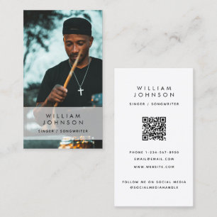 Singer Musician Photo Drummer Social Media QR Code Business Card