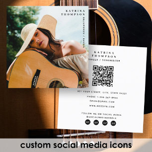 Singer Musician Photo Guitarist QR Code Square Business Card
