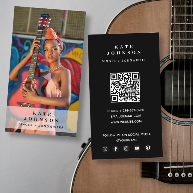 Singer Musician Photo Modern Musical Business Card (Singer Musician Photo Modern Musical Business Card)
