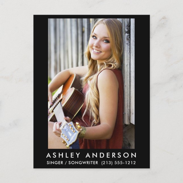 Singer Musician Photo Postcard - Black (Front)