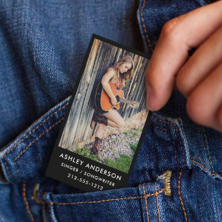 Singer Musician Photo Promo Business Card - Blk