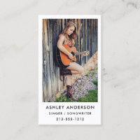 Singer Musician Photo Promo Business Card - Wht