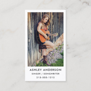Singer Musician Photo Promo Business Card - Wht