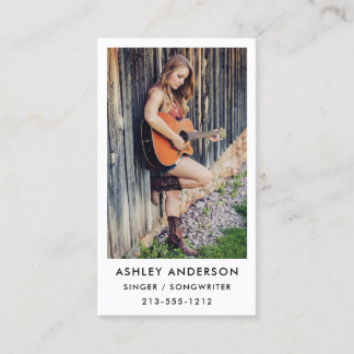 Singer Musician Photo Promo Business Card - Wht