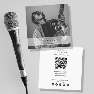Singer Musician Photo Social Media QR Code Square Business Card