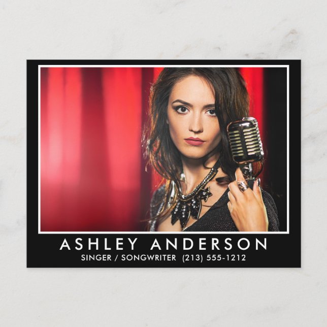 Singer Musician Photo White Frame Postcard (Front)