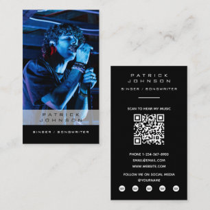 Singer Musician Songwriter Music Photo QR Code Business Card