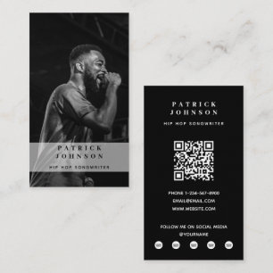 Singer Musician Songwriter Photo Hip Hop QR Code Business Card
