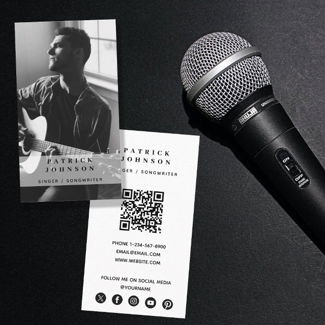 Singer Musician Songwriter Photo QR Code   Business Card (Singer Musician Songwriter Photo QR Code Business Card)