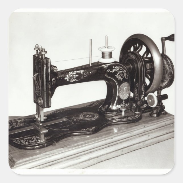 Singer 'New Family' sewing machine, 1865 Square Sticker (Front)