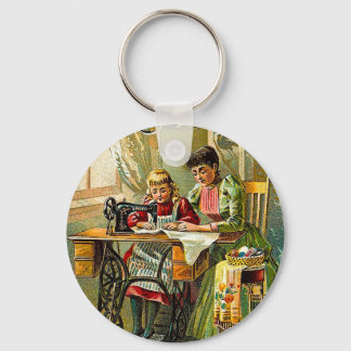 Singer Sewing Machine "The First Lesson" Vintage Key Ring